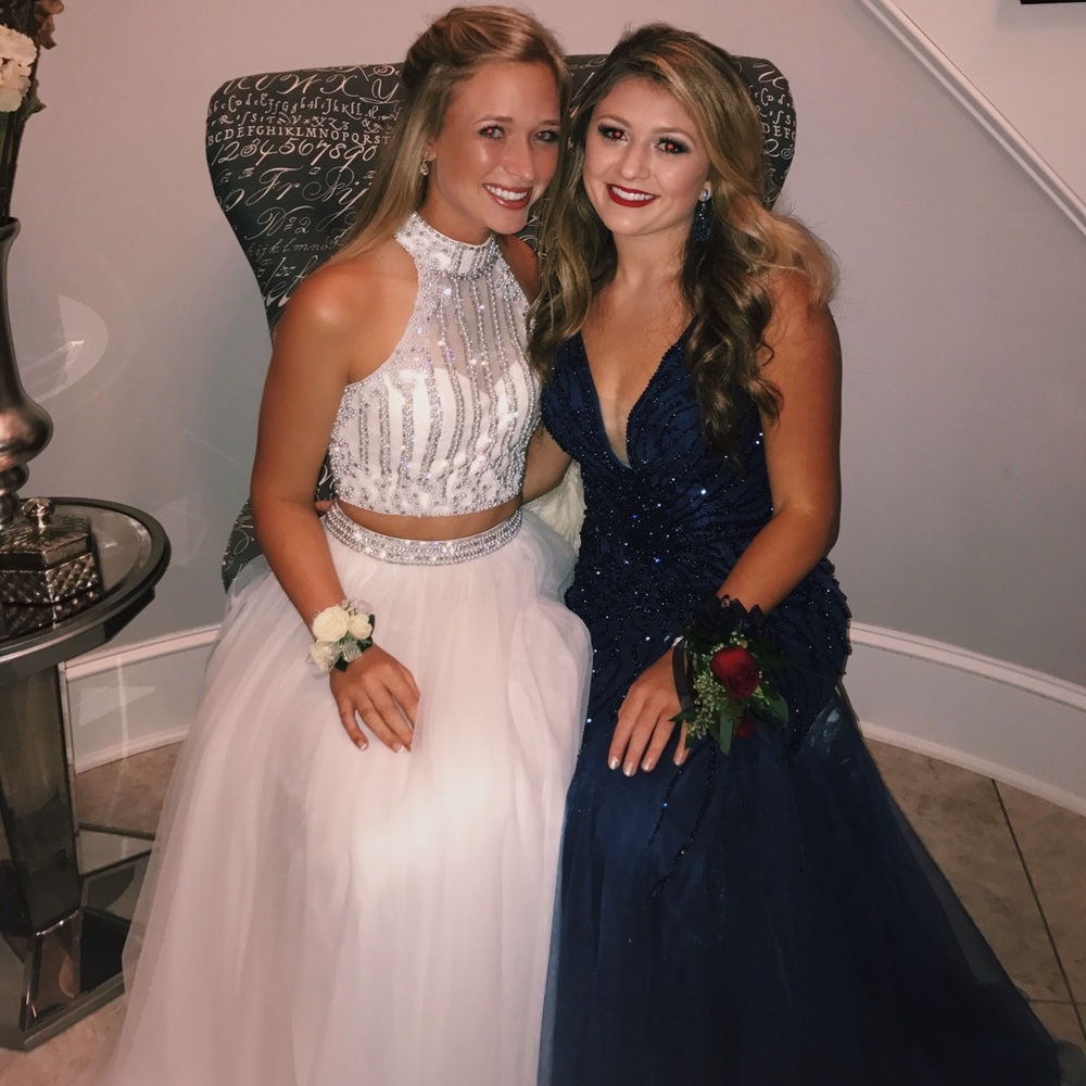 Sherri Hill White Two Piece Prom Dress
